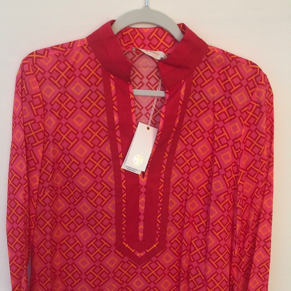 New Tory Burch Tunic In Honeysuckle Classic 4t - Picture 3 of 6